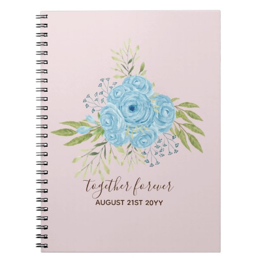 埃っぽい青いバラニュー結婚スWedsのギフトパーソナル ノートブック (正面)