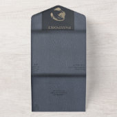 埃っぽい青いパスポートスタイルすべて1つにまとめる オールインワン招待状 (外側)