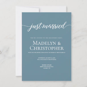 埃っぽい青いパーティー結婚のみの写真たった今結婚しました 招待状