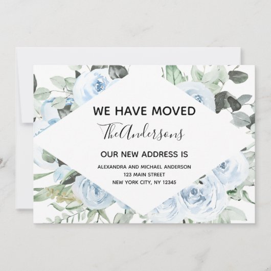 埃っぽい青いフローラの動きのお知らせ 招待状 (正面)