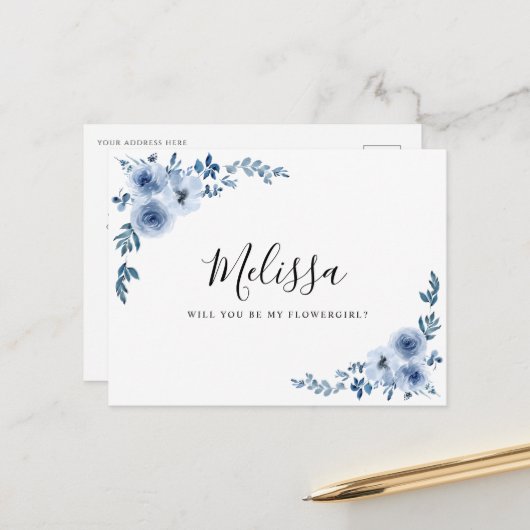 埃っぽい青いフローラはフローラルカードだ ポストカード (正面/裏面インサイチュ)