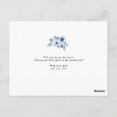 埃っぽい青いフローラは花嫁のメイドのカード ポストカード (裏面)