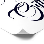 埃っぽい青いフローラカードとギフト結婚のサイン ポスター (角)