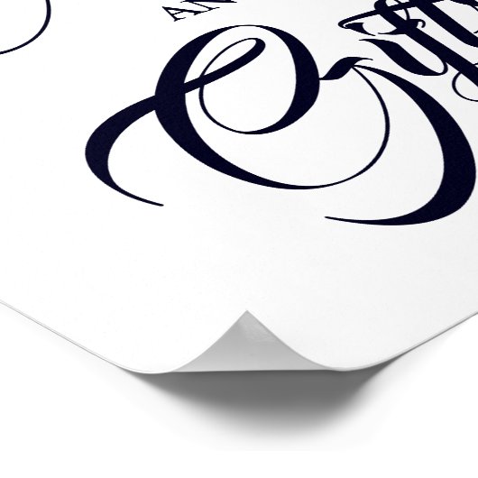 埃っぽい青いフローラカードとギフト結婚のサイン ポスター (角)