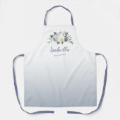 埃っぽい青いフローラパーソナライズされたの花嫁 エプロン (正面)