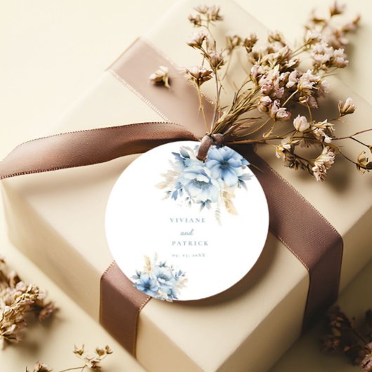 埃っぽい青いフローラ幾何学模様の開花結婚 フェイバータグ