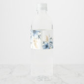 埃っぽい青いフローラ幾何学模様の開花結婚 ペットボトルラベル (裏面)
