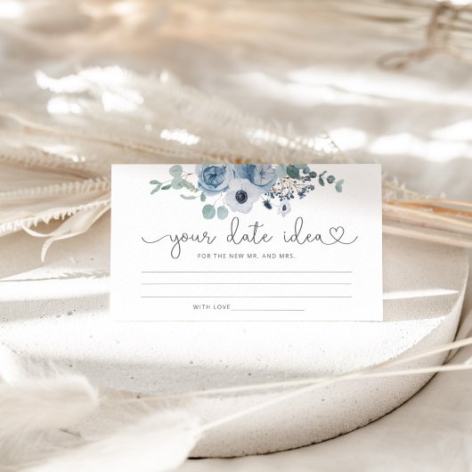 埃っぽい青いフローラ日付の夜のアイディア。日付jar エンクロージャーカード