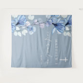 埃っぽい青いフローラ確認の写真の背景 タペストリー (正面(横))