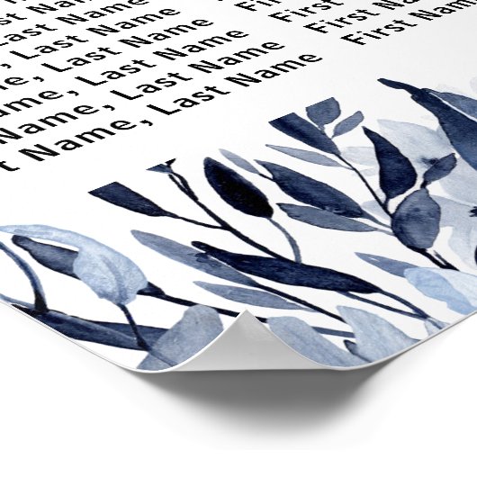 埃っぽい青いフローラ8台結婚の座席表 ポスター (角)