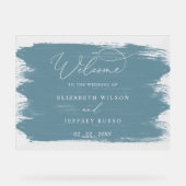 埃っぽい青いブラシストローク結婚の歓迎 アクリルサイン (正面)