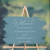 埃っぽい青いブラシストローク結婚の歓迎 アクリルサイン (ニュートラル)