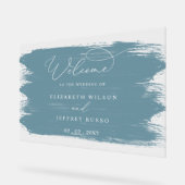 埃っぽい青いブラシストローク結婚の歓迎 アクリルサイン (傾斜)