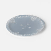 埃っぽい青いロマンエレガントティックなヴィンテージの結婚式 ペーパープレート (アングル)