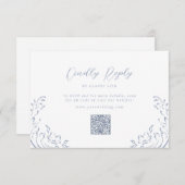 埃っぽい青いヴィンテージがQRコード結婚の 出欠カード (正面/裏面)