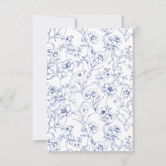 埃っぽい青いヴィンテージのバラ結婚クレストのQRコード 出欠カード (裏面)