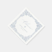 埃っぽい青いヴィンテージフレームエレガント応援結婚 スタンダードカクテルナプキン (角)