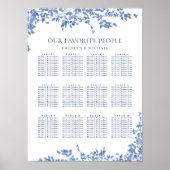 埃っぽい青いヴィンテージ結婚フローラの12テーブル席 ポスター (正面)