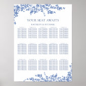 埃っぽい青いヴィンテージ結婚フローラの15席 ポスター (正面)