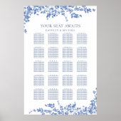 埃っぽい青いヴィンテージ結婚フローラの20テーブル席 ポスター (正面)