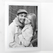 埃っぽい青いヴィンテージ要素とタイポグラフィ結婚の 三つ折り招待状 (内部最初)