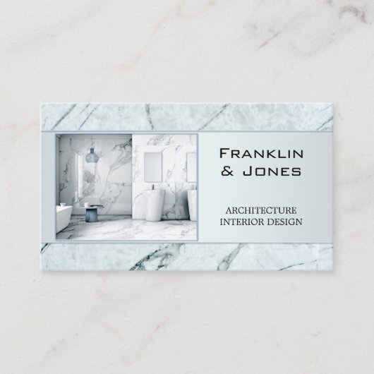 埃っぽい青い大理石の建築家インテリアデザイン写真 名刺 (正面)