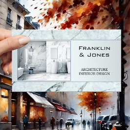 埃っぽい青い大理石の建築家インテリアデザイン写真 名刺