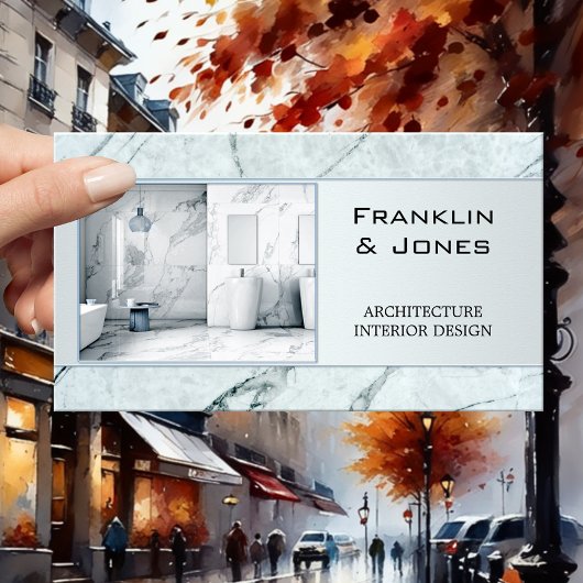 埃っぽい青い大理石の建築家インテリアデザイン写真 名刺