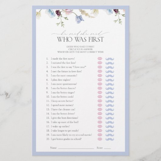 埃っぽい青い彼は彼女がワイルドフラワーシャワーの試合を言ったと言った (正面)