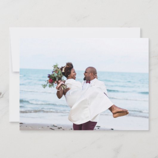 埃っぽい青い枠の結婚写真 サンキューカード (裏面)