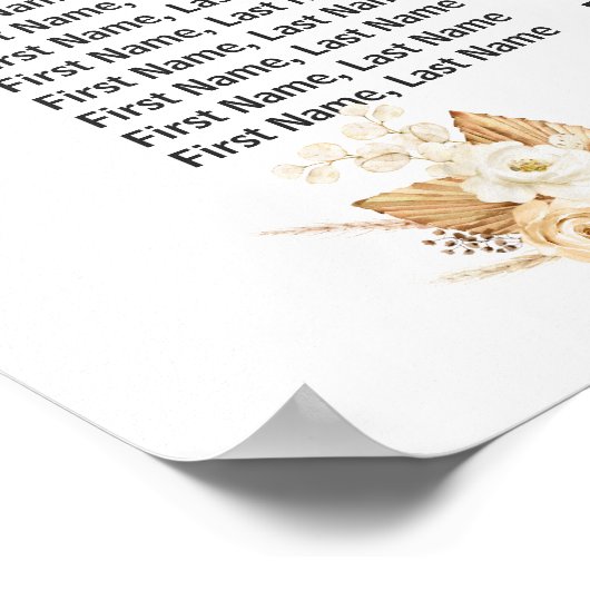 埃っぽい青い桃のバラ結婚のシーティングチャート ポスター (角)