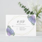 埃っぽい青い水色のフローラジオメト結婚リ 出欠カード (スタンド正面)