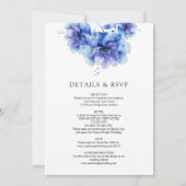 埃っぽい青い水色のフローラ結婚すべて 招待状 (裏面)