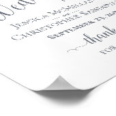 埃っぽい青い水色のフローラ結婚のウェルカムサイン ポスター (角)