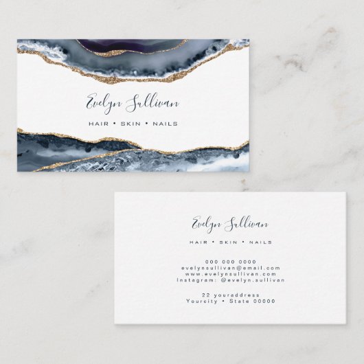 埃っぽい青い瑪瑙の名刺 名刺 (正面/裏面)