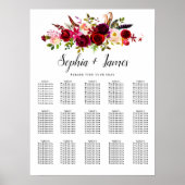 埃っぽい青い緑のエレガントな結婚式のシーティングチャート ポスター (正面)