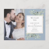 埃っぽい青い緑のエロペメント結婚写真 案内ポストカード (正面)