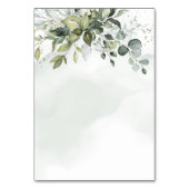 埃っぽい青い緑のフローラ結婚のエンクロージャカード テーブルナンバー (裏面)