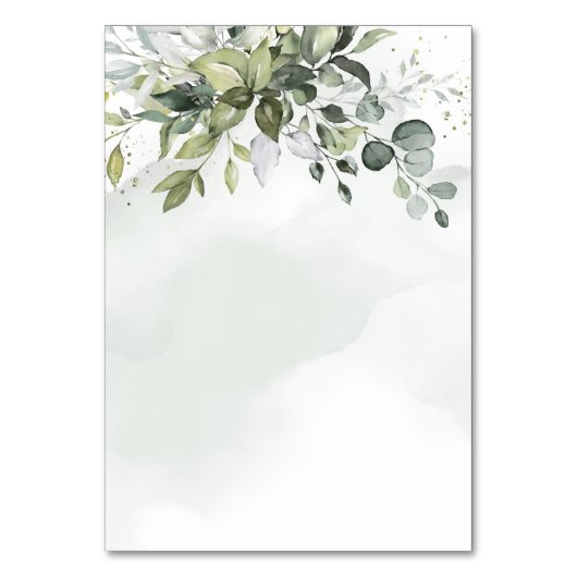 埃っぽい青い緑のフローラ結婚のエンクロージャカード テーブルナンバー (裏面)