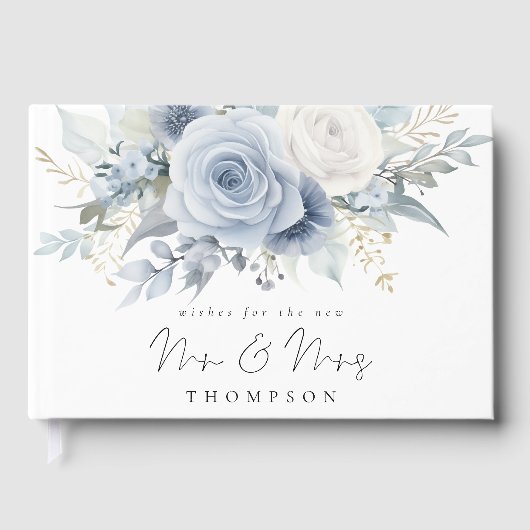 埃っぽい青い花模様がミセス・ミセスを願う ゲストブック (正面)