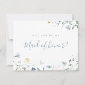 埃っぽい青い野の花が私のメイド・オブ・オーナー(花嫁付き添い人)だ 招待状 (正面)