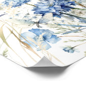 埃っぽい青い野結婚花の歓迎サイン ポスター (角)