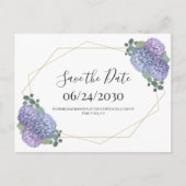 埃っぽい青い金ゴールド水色フローラ保存日付 ポストカード (正面)