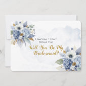 埃っぽい青い金ゴールド牡丹が私の花嫁になる 招待状 (正面)