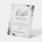 埃っぽい青い金ゴールド結婚フローラのバブル徴候 台座サイン (正面)