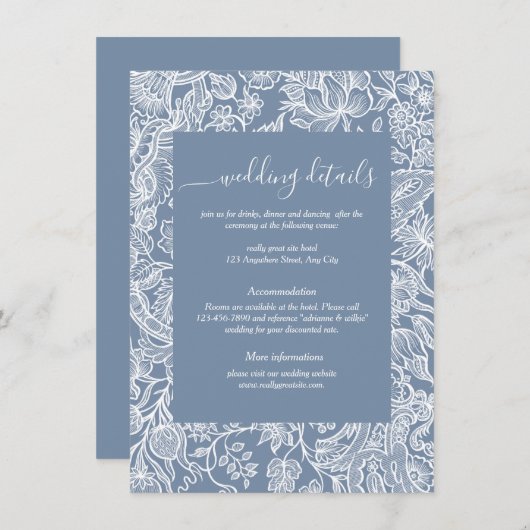 埃っぽい青いChinoiserieフローラエンクロージャカード エンクロージャーカード (正面/裏面)