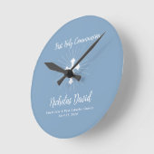 埃っぽい青とクロスの最初の交友 ラウンド壁時計 (傾斜)