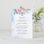埃っぽい青とピンクのフローラ結婚の情報 エンクロージャーカード (スタンド正面)