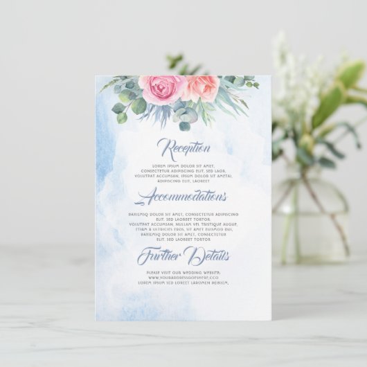 埃っぽい青とピンクのフローラ結婚の情報 エンクロージャーカード (スタンド正面)