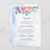 埃っぽい青とピンクのフローラ結婚の情報 エンクロージャーカード (正面/裏面)